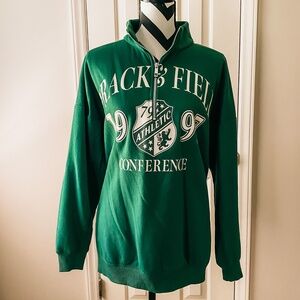 No Boundaries XL Green Track & Field Oversized 1/4 Zip Pullover Sweatshirt